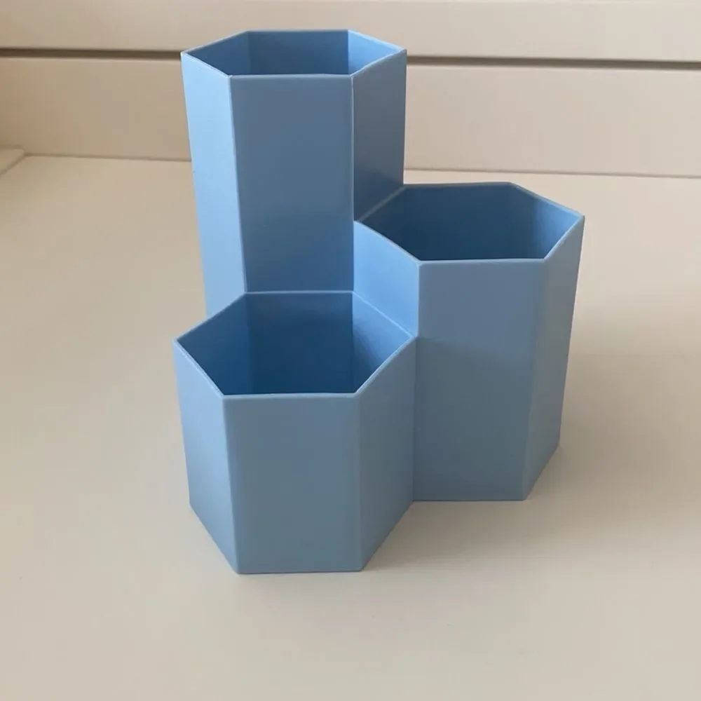 Soft blue make up brush holder plastic